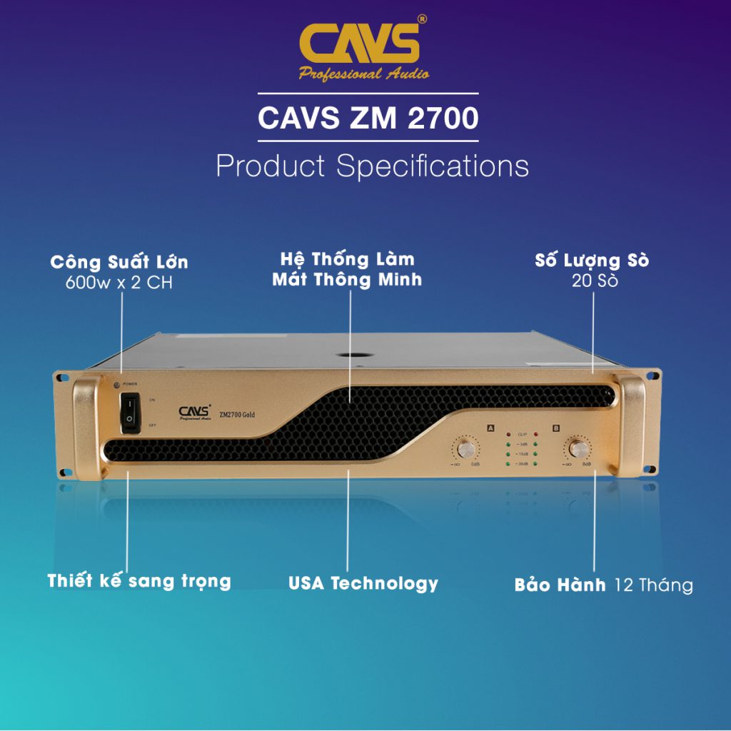 Cục Đẩy Công Suất CAVS ZM2700 Gold