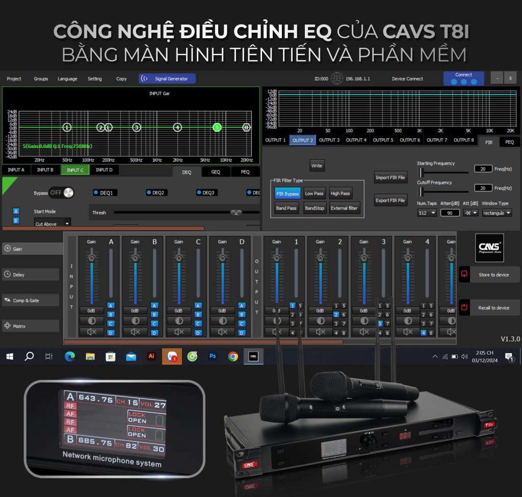 Điều chỉnh EQ của CAVS T8i bằng màn hình tiên tiến và phần mềm