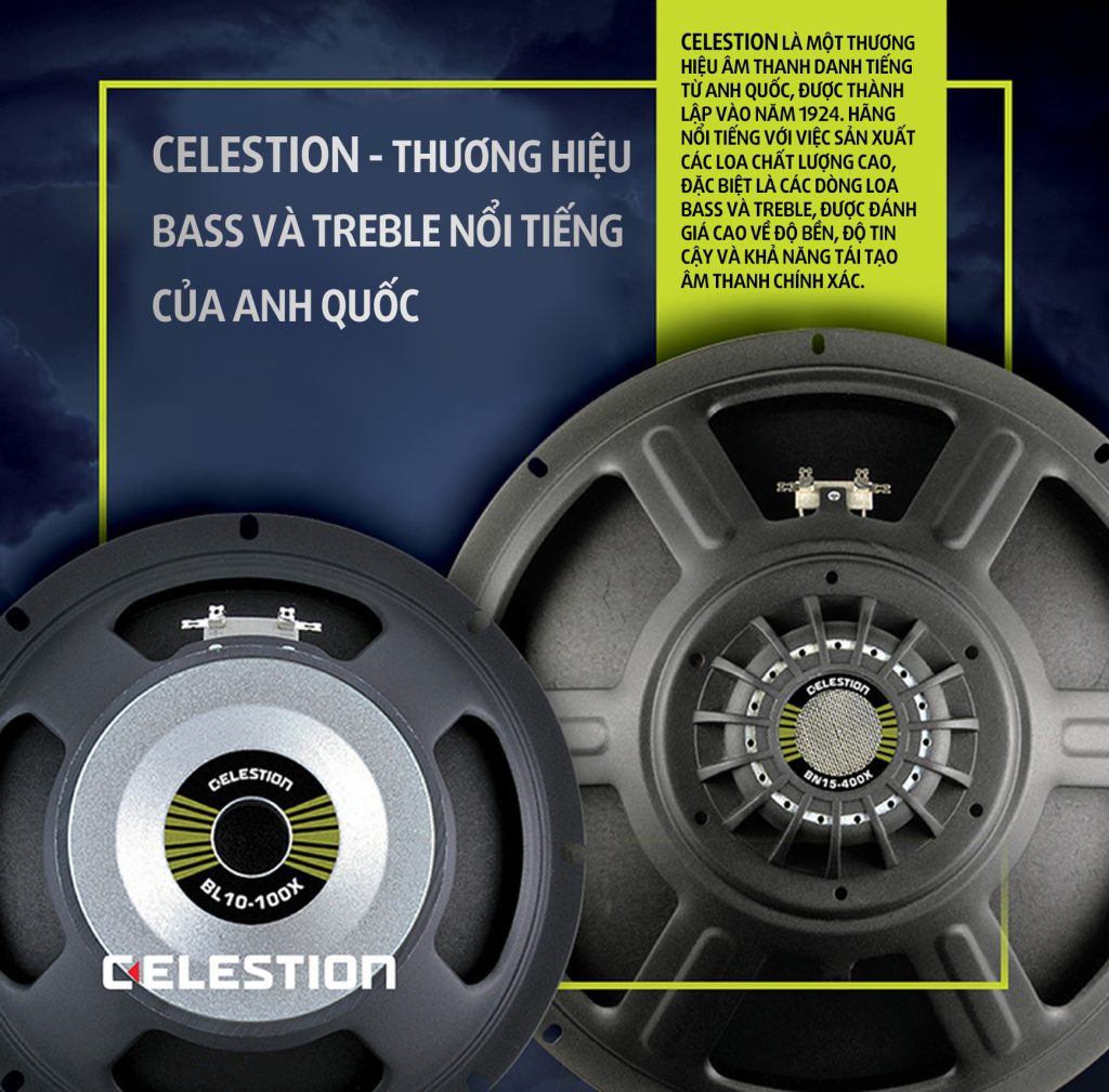 Celestion – thương hiệu Bass và Treble nổi tiếng của Anh Quốc.