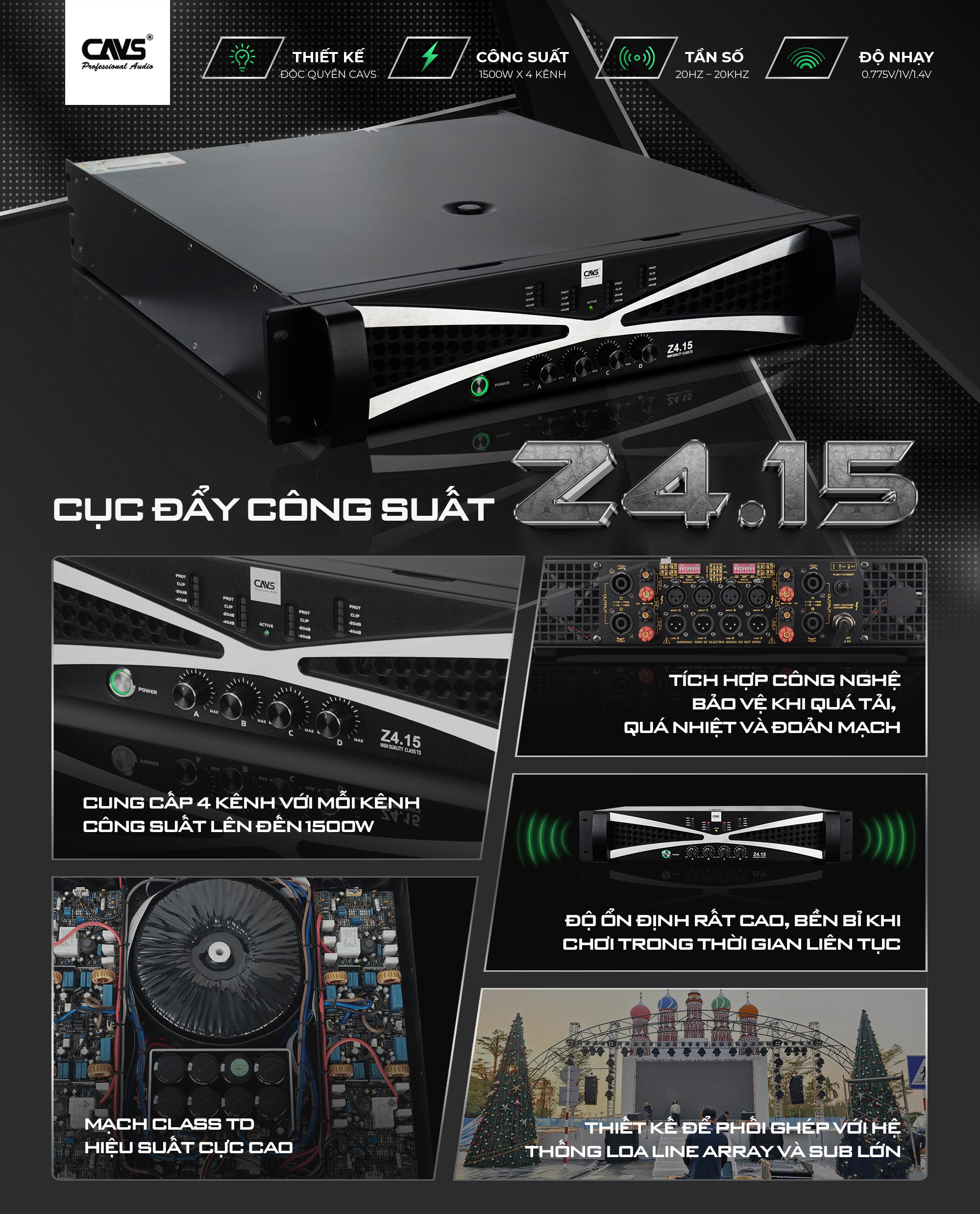 Cục Đẩy CAVS Z4.15 – Amplifier công suất lớn