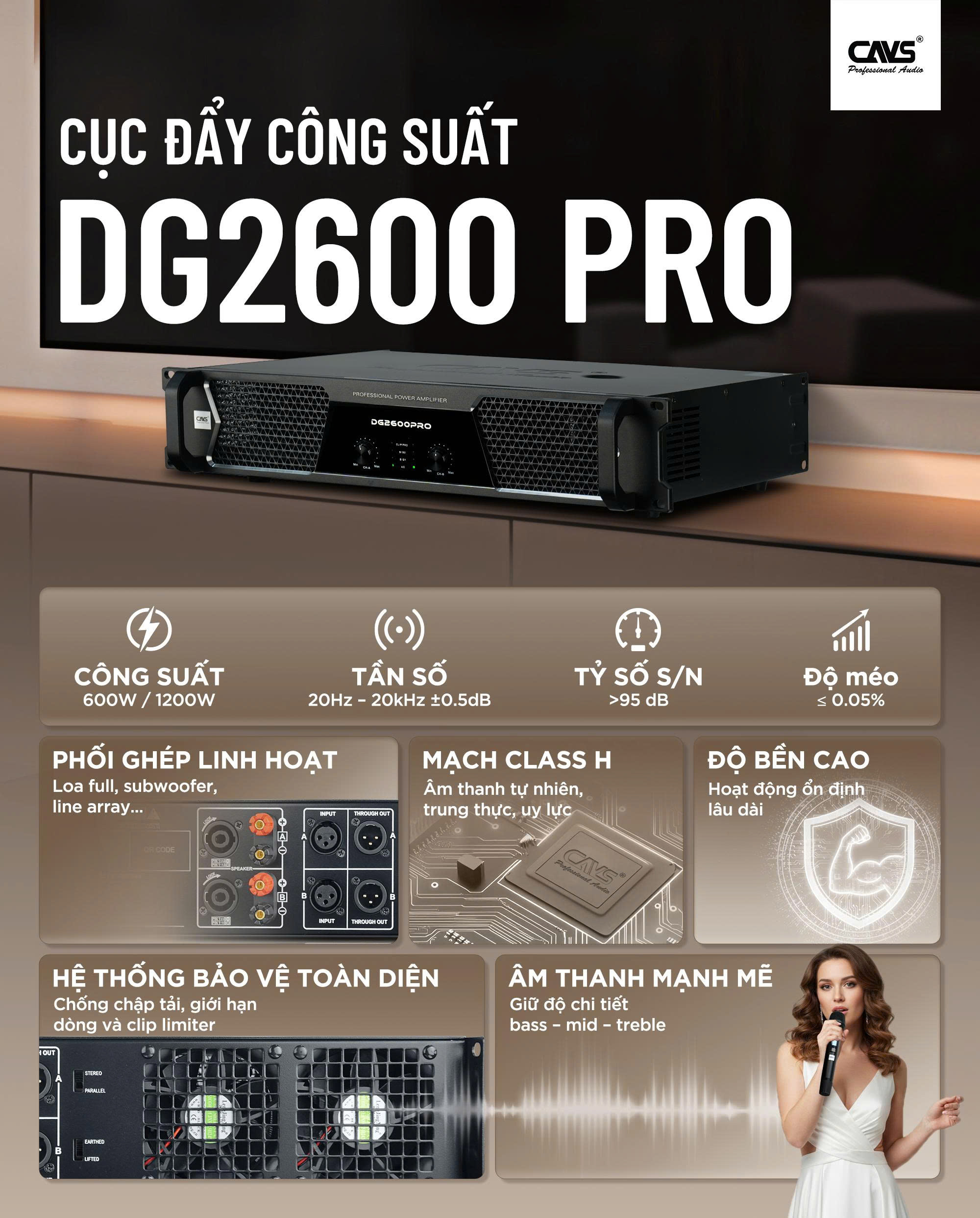 Cục đẩy công suất DG2600PRO Cục đẩy công suất DG2600PRO